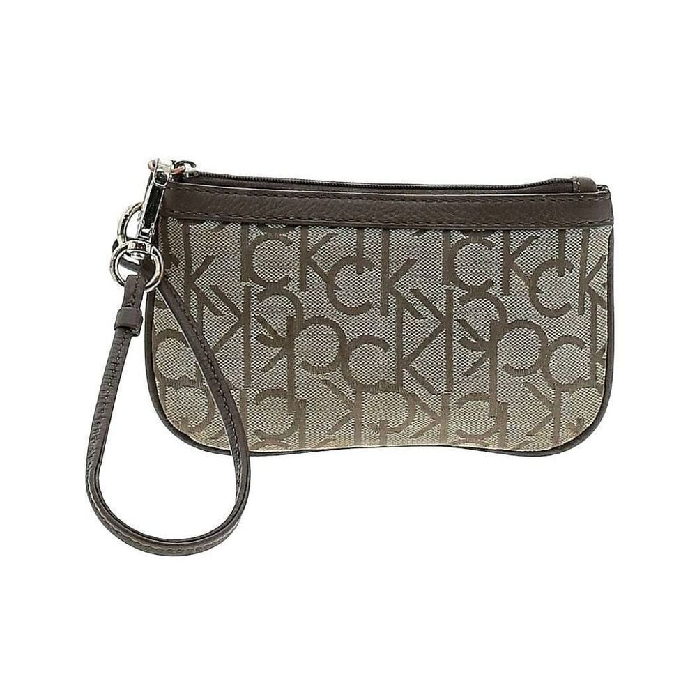 Calvin Klein Tan/Brown Wristlet - 6.75" L, 3.75" H, 1" D
